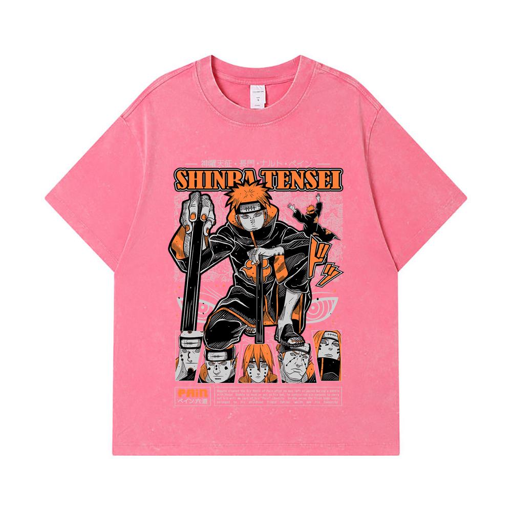 275 GSM Washed T-shirts 100% Cotton Naruto V21 Pain Print Unisex Heavy Cotton T Shirt