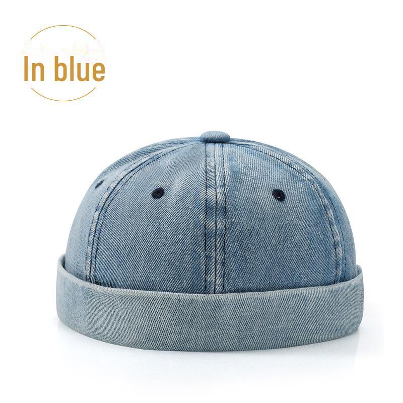 Korean Washed Denim Sailor Hat - Unisex Trendy Brimless Design