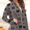 Halloween Jacket Long Sleeve Open Stitch Soft Stylish Cat Printed Pumpkin for Party