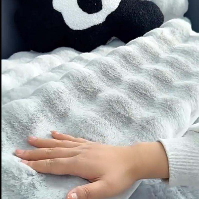 Теплый розовый плюшевый диван-полотенце, мягкий зимний утолщенный чехол для дивана с кроликом, нескользящая универсальная наволочка, домашний защитный коврик