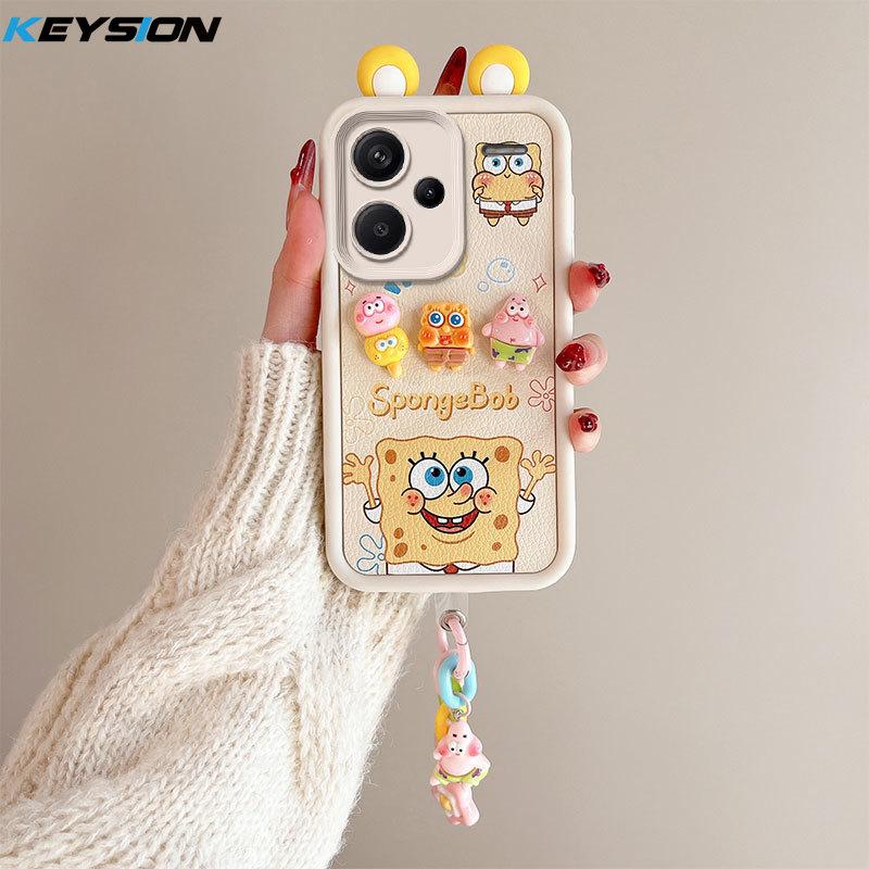 KEYSION Милый чехол с 3D-мультяшным рисунком для Redmi Note 13 Pro+ 5G с браслетом, силиконовый противоударный чехол для телефона Redmi Note 13 Pro+ 5G