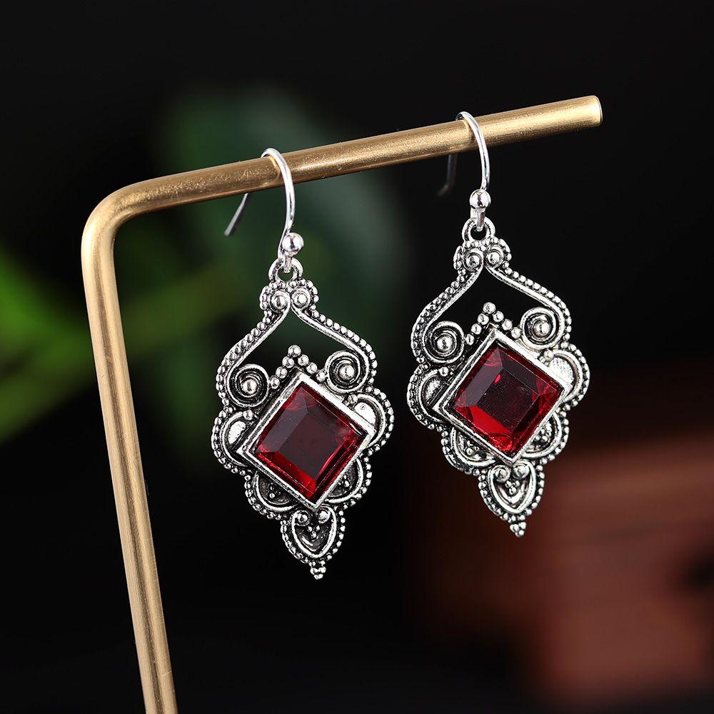 gift Dangle Hook Vintage Jewelry Multi-Gemstone Ear Stud Moonstone Earrings Amethyst Turquoise