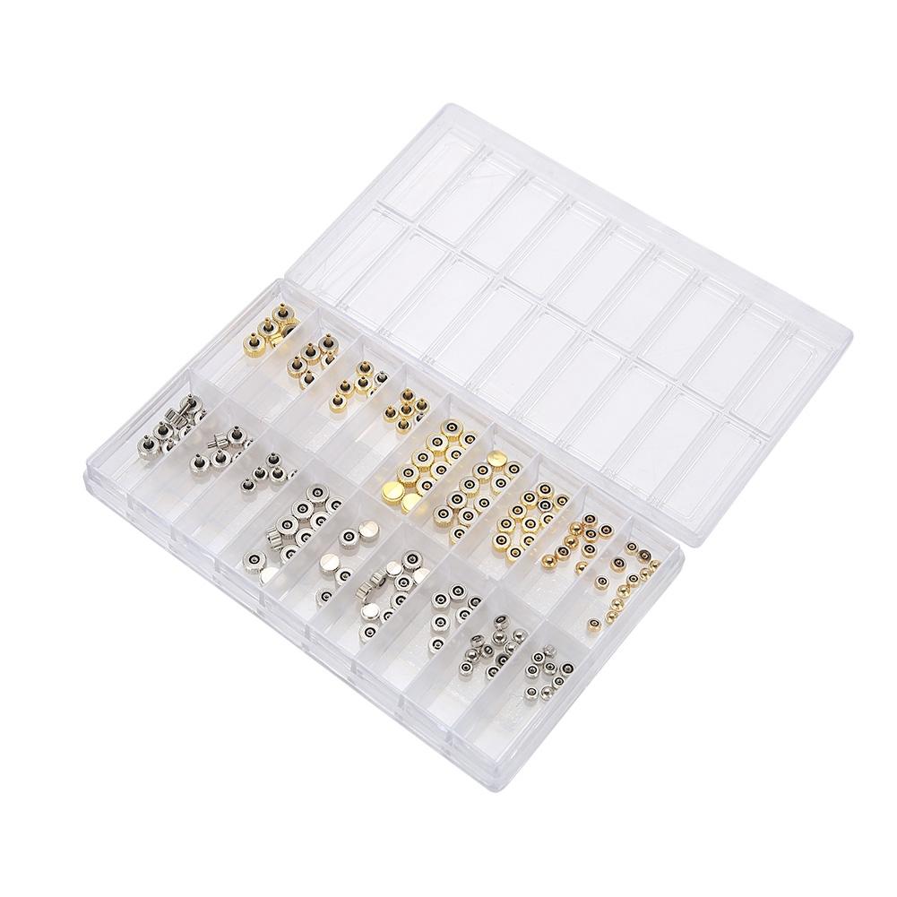Watch Crown Parts Set Lot Replacement Assorted Gold & Silver Dome Flat Head