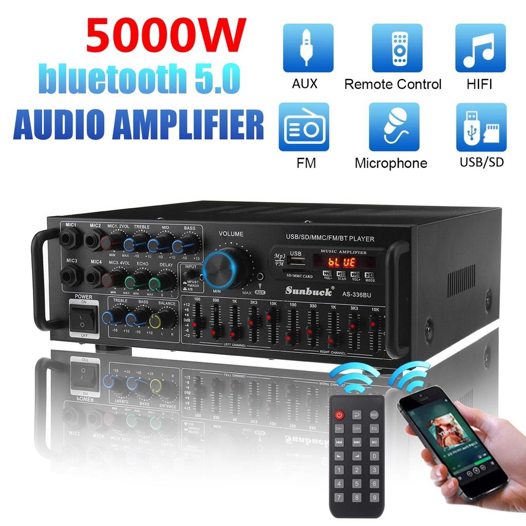 5000 Вт Bluetooth стерео усилитель объемного звука USB SD AMP FM DVD AUX ЖК-дисплей домашний кинотеатр караоке усилитель дистанционного управления