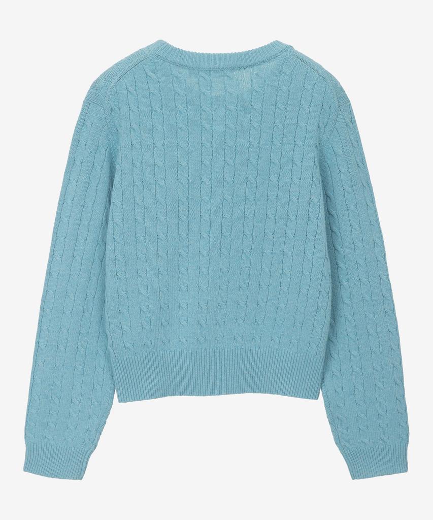 BASIC HOUSE Women'S Cable Round Neck Crop Knit Mint Lykt7201