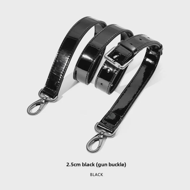 MHS-A-25 Черная блестящая лакированная сумка через плечо с регулируемым ремнем и пряжкой-шпилькой