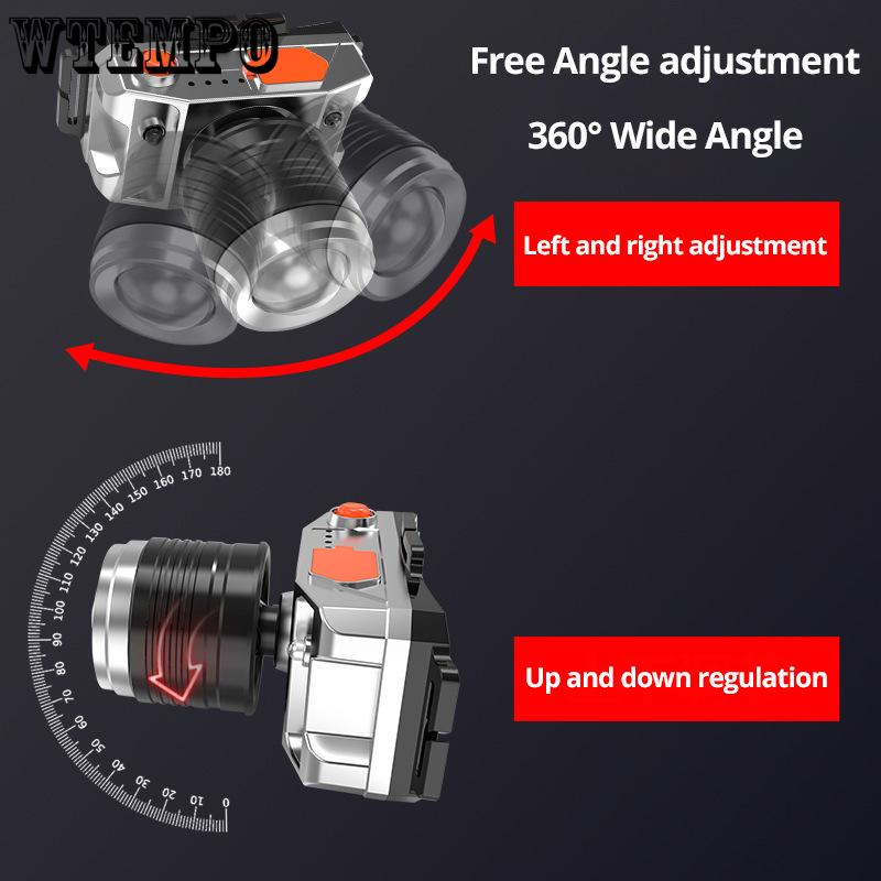 Многофункциональный головной фонарь, светодиодный, перезаряжаемый, для охоты и добычи сокровищ, с зумом и мощным индукционным фонарем