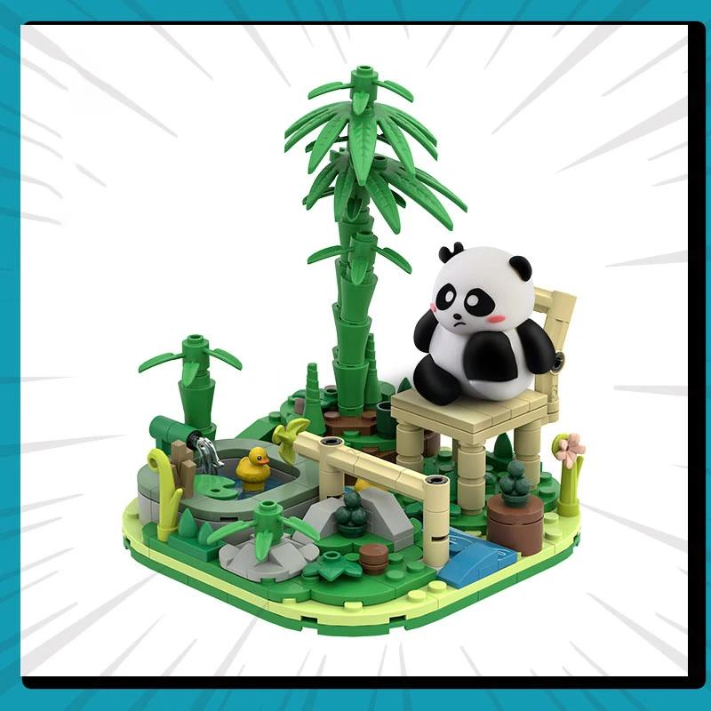 Симпатичные панда, строительные блоки, зоопарк, пейзаж, сборка, модель, кирпичи, креативное украшение для рабочего стола, детские рождественские игрушки «сделай сам», подарки