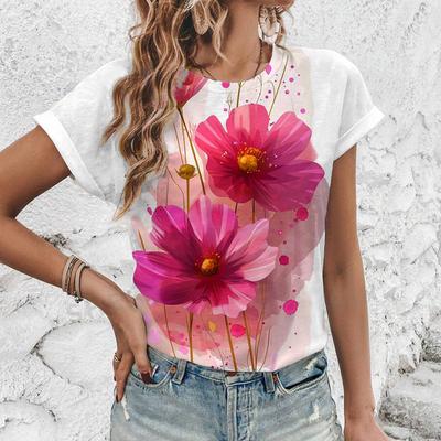 Летние красивые цветы 3D принт футболки женская уличная одежда повседневная мода Y2k футболка с коротким рукавом футболки с круглым вырезом топы одежда
