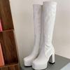 DoraTasia Круглый носок Толстый каблук Платформа Женские сапоги до колена Стильные удобные Зимние сапоги для женщин с боковой молнией