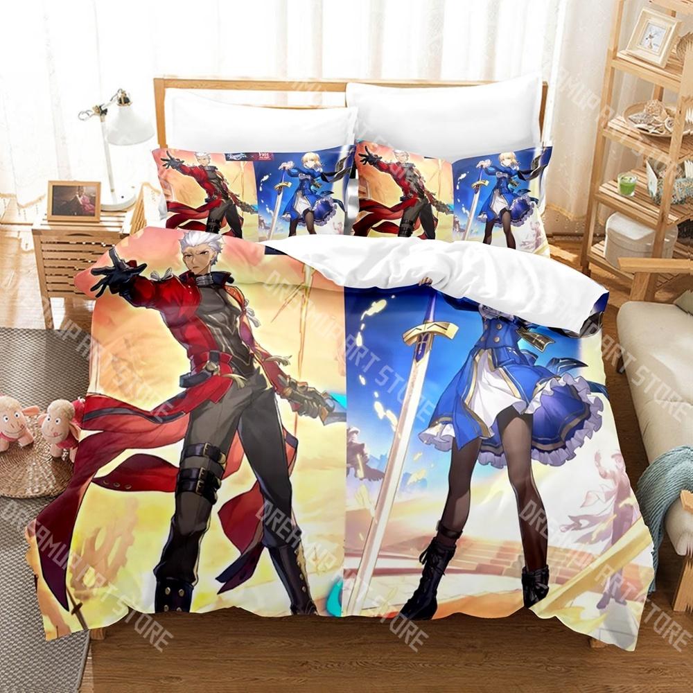 Модный набор постельного белья Fate stay night Аниме Односпальный Двуспальный Полный Queen King Размер Набор постельного белья Детская спальня Пододеяльник Комплекты Простыня Комплект