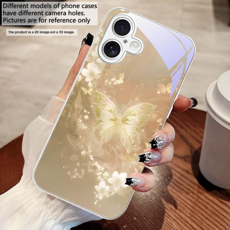 Мечтательная полосатая бабочка Для iPhone 17 Air 16 E 15 14 13 Plus 12 mini 11 17 Pro Max XR Xs Max 16E 7 8 Закаленное стекло Чехол для телефона