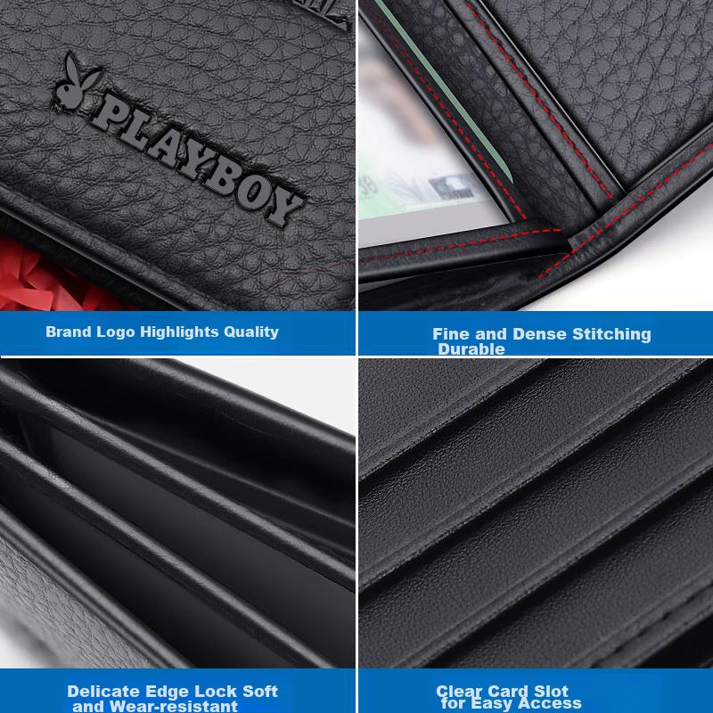 PLAYBOY Driver's License Holder, Top-Grain Leather Protective Case, Integrated Card Holder for Motor Vehicle License And ID Card, Black