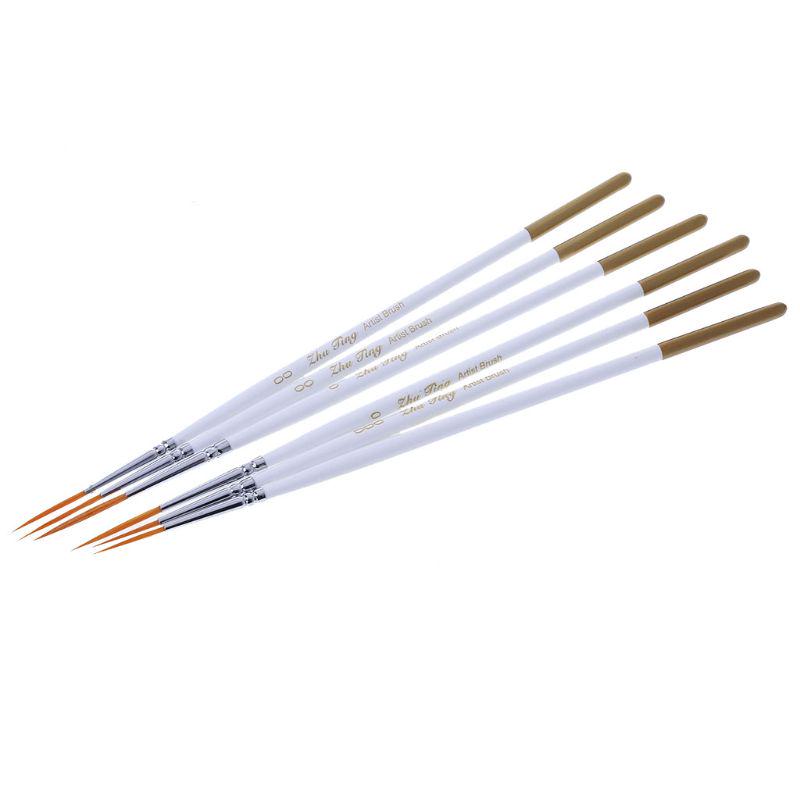 NEW 6Pcs Round Brush Hook Line Pen Artist Nylon Hair Paint Set Draw Painting Craft