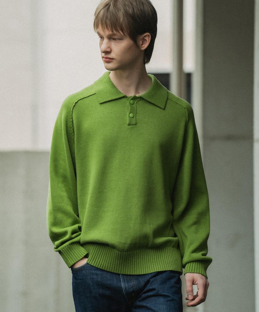 HALBKREIS LAYOUT T20038 Collar Raglan Knit_Green