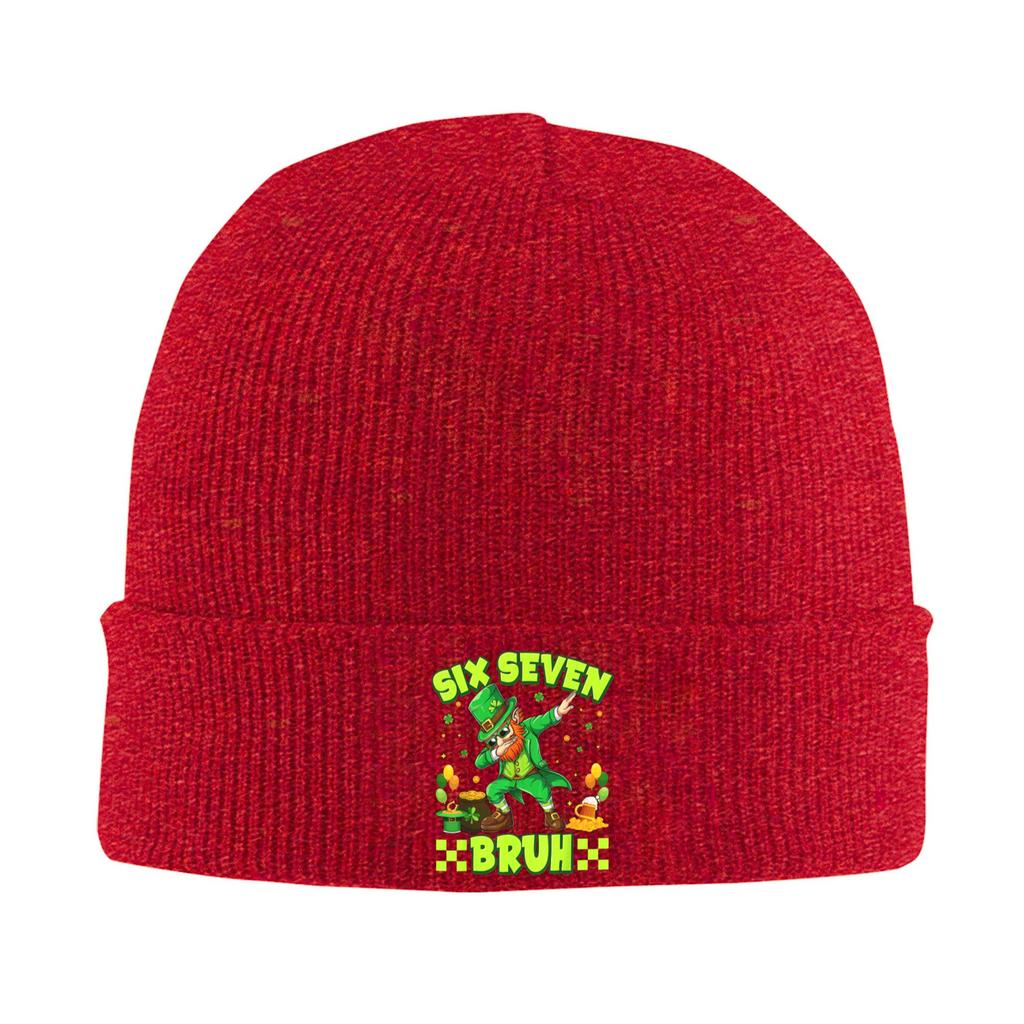 Six Seven Bruh 67 Funny Saint Patricks 6 7 Meme Beanie Hats Skullies Beanies Male Vintage Warm Caps Autumn Design Bonnet Hats