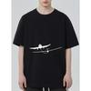 Футболка оверсайз черная с графическим принтом самолета, повседневная одежда для мужчин и женщин, уличная мода, летний наряд