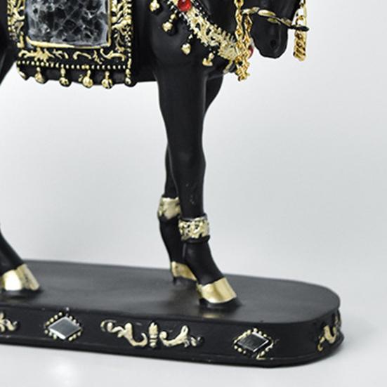 Retro Horse Statue Desktop Artistic Horse Figurine with Base Golden Painted Resin Horse Sculpture for Shelf Mantel Cabinet Display