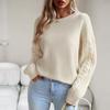 Autumn Winter Women Loose Knitted Sweater Long Sleeve Solid Color O Neck Tops