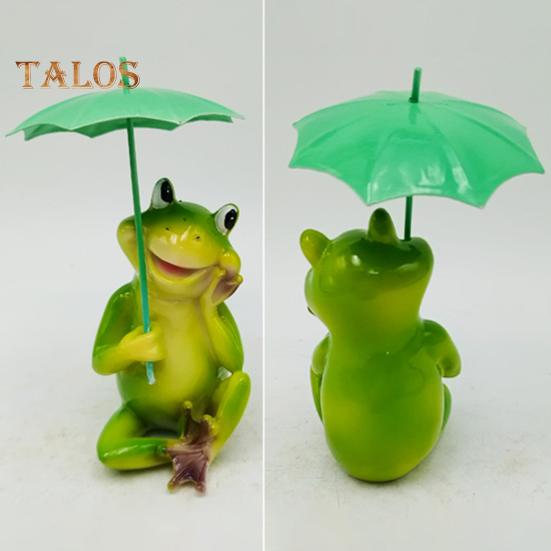 Frog Garden Statue Resin Frog Figurine with Umbrella Yard Ornament Outdoor Frog Sculpture Decor for Garden Patio