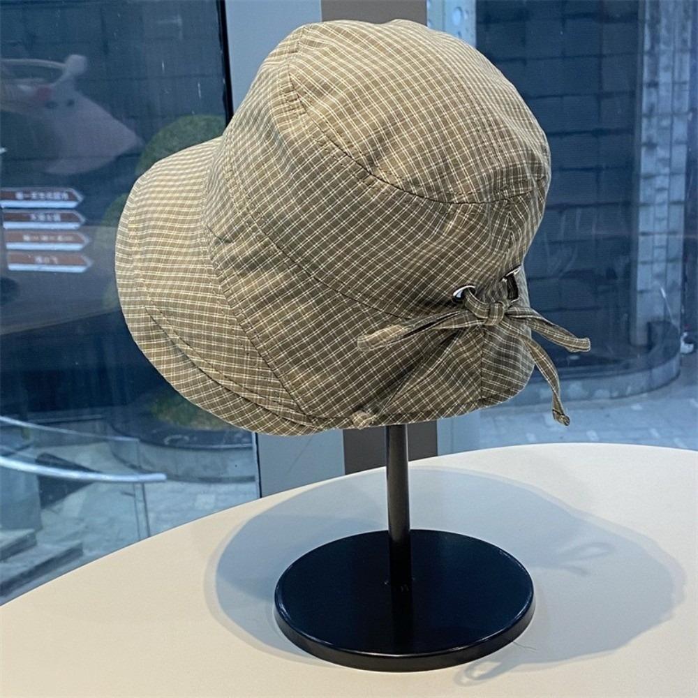 Quick-dry Plaid Sun Hat Summer Fisherman Caps Japanese Plaid Bucket Cap Outdoor