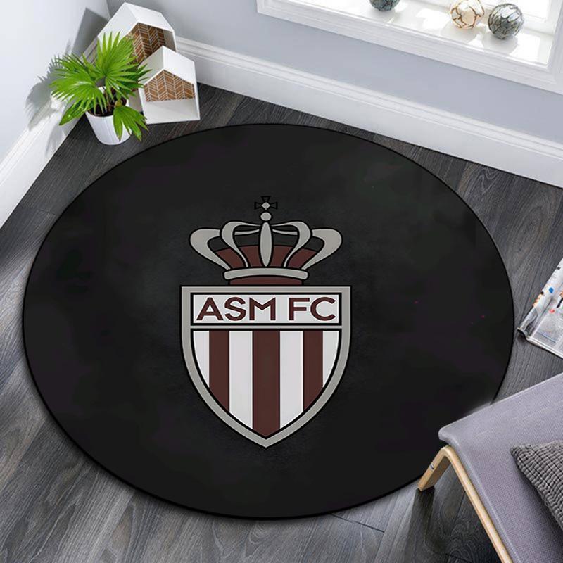 AS Monaco FC Round Area Rug,Carpet Rug for Living Room Bedroom Sofa Playroom Decor,Non-slip Floor Mat