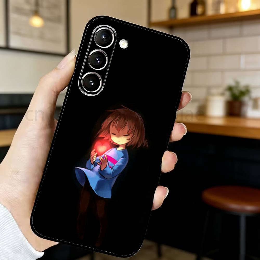 Игровой чехол для телефона Frisk U-Undertale для Samsung S20,21,22,23,24,25,26 Ultra,Plus,Lite,FE, Черный мягкий чехол