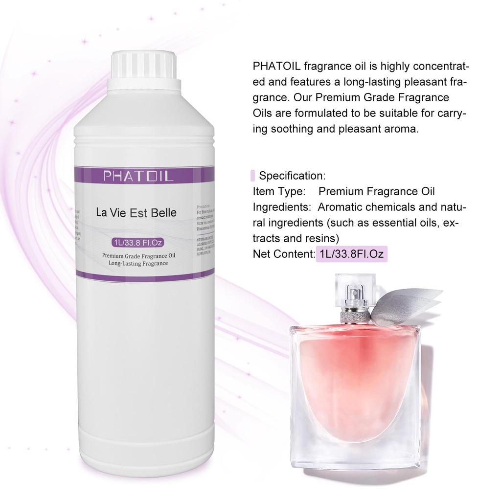 PHATOIL 1000ml/33.8fl.oz Fragrance Oils for Diffuser, Candle Making, DIY Perfume, Air Fresheners, Ideal for Home Office Car Use