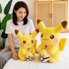 Soft Fluffy Anniversary Pikachu Stuffed Doll Holding Poke Ball Bow Design 3550Cm Anime Plush Toy For Sofa Ornament Fans Gift