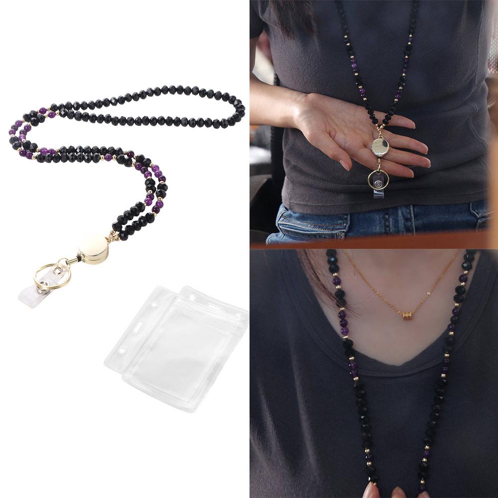 Creative Crystal Beads Lanyard for ID Badges Fashion Key Lanyard Neck Cord