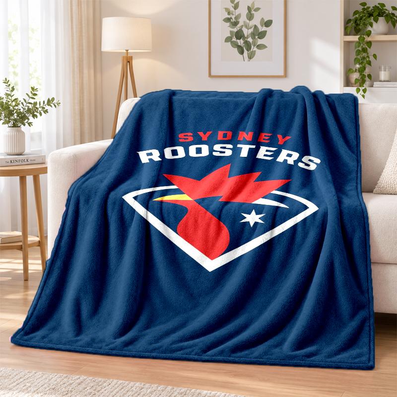 Sydney Roosters Printed Flannel Blanket Warm Comfort Bed Throw For Indoor Home Decoration