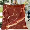 Contemporary Reversible Flannel Blanket | Cartoon Meat Pattern, All Seasons, Digital Print, Polyester, Nonwoven, 200-250gsm, Ideal Gift for Family and