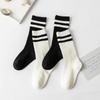 1 Pair Cotton Children Socks for Baby Fashion Black and White Stripes Girls Knee Long Socks Summer Breathable School Sports Sock