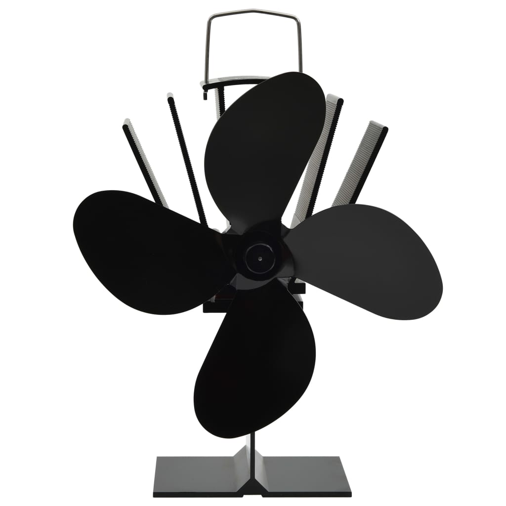 Heat Operated Stove Fan 4 Blades Black