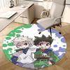1 шт. Круглый ковер Hunter x Hunter с чиби-персонажами и фоном из пузырей - Дизайн в стиле аниме-мультфильма, Коврик для офисного кресла, Нескользящий ковер для домашнего декора, Гостиная
