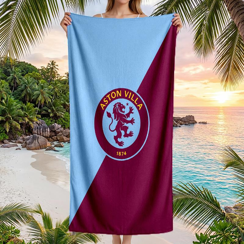 Aston Villa Football Beach Towel Soft Microfiber Summer Towel Quick Dry Absorbent Towel for Beach Swimming Pool Travel