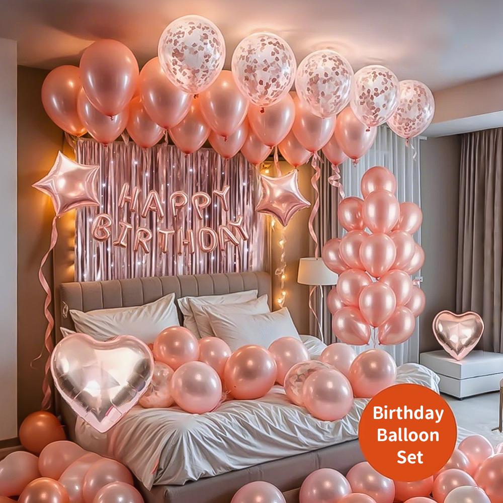 Birthday Rainsilk Curtain Balloon Set Birthday Letter Heart Five Star Aluminum Foil Balloon Birthday Party Decoration