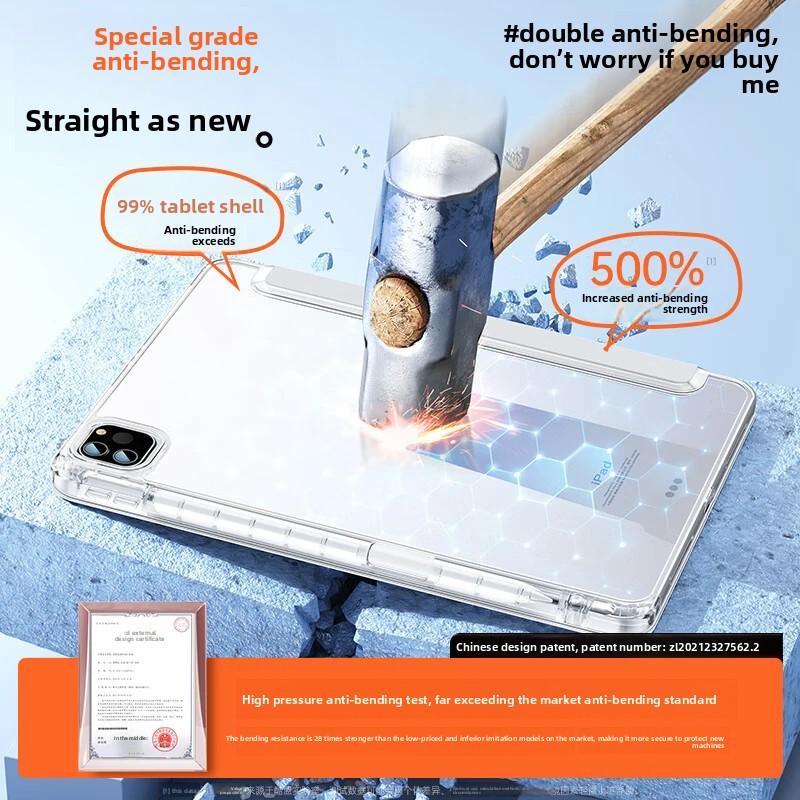 Tri-Fold Acrylic Case with Pencil Holder for iPad 11th Gen Air 6 Pro 11 Anti-Bend