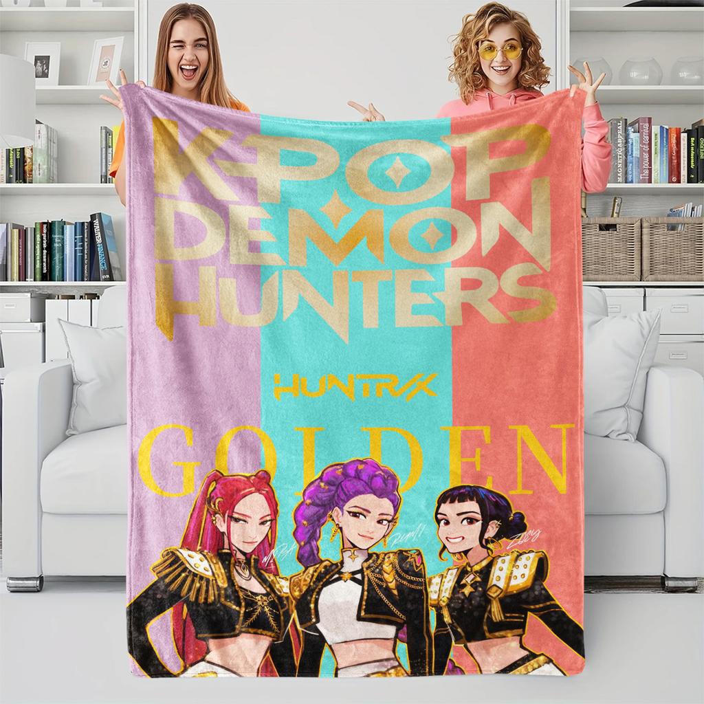 K-Pop-Demon-Hunters Blanket Hot Anime Flannel Blanket Fan Gift Suitable for Home Leisure Camping Travel Multifunctional Blanket