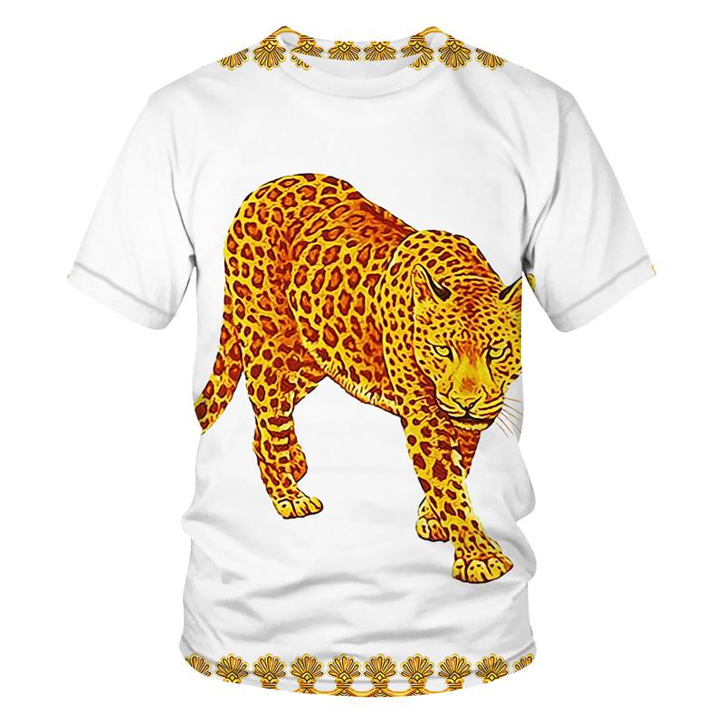 Мужская/женская футболка в стиле барокко, летняя футболка большого размера с 3d принтом головы льва и короны, круглым вырезом, коротким рукавом