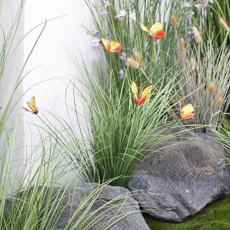 Bulrush Cat's Tail Reed: Artificial Green Plant Bundle for Landscaping & Courtyard Decor