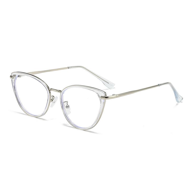 New retro metal anti-blue glasses trendy Internet celebrity fashion glasses frame women's photochromic flat glasses
