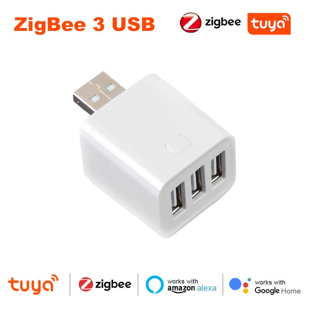 Tuya 1/2/3 Gang Smart USB Adapter WiFi Zigbee Plug APP Timing Control Switch 5V Mini DIY Controller Works With Alexa Google Home