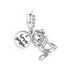 925 Silver Tennis Pendant Bracelet Charms for Women Fine Jewelry DIY Party Beads Gifts Accessories