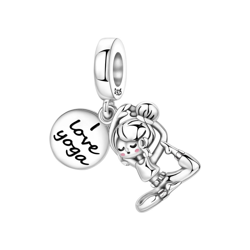 925 Silver Tennis Pendant Bracelet Charms for Women Fine Jewelry DIY Party Beads Gifts Accessories