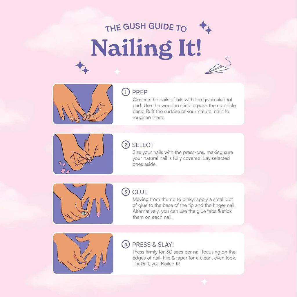 Gush Beauty Press On Nails | Reusable Extensions | Artificial Nails 24 Set