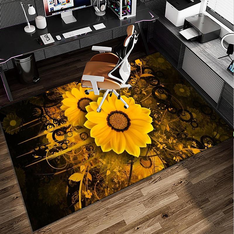 Butterfly And Sunflowers Office Rug Chair Mat, Entryway Carpet, Suitable for Front Door, Bedroom, Living Room, Desk, Holiday Gift