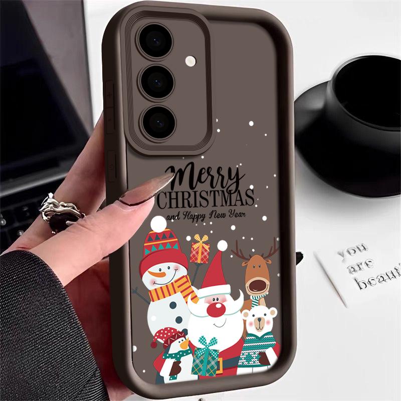 Чехол для телефона с принтом Санта-Клауса и снеговика для Samsung S24 Ultra S23 S22 S21 Plus S20 FE A55 A35 A54 A53 A52 A34 A14, противоударный мягкий чехол для телефона на Рождество