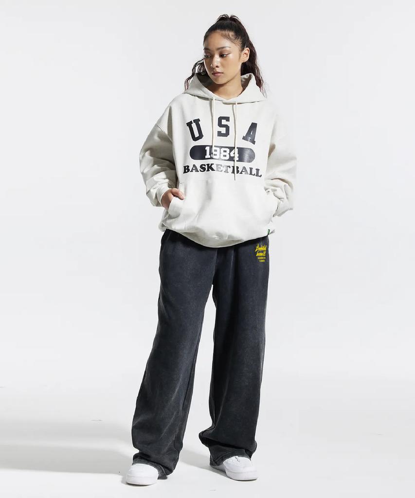 CREAM SODA LAB Quarter Teamplay Pigment Wide String Pants Black Yellow