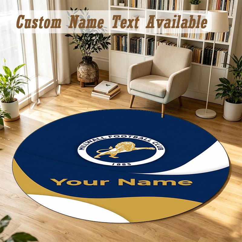 Round Rug Custom NameMillwall Pattern Non Slip Carpet Home Floor Decor
